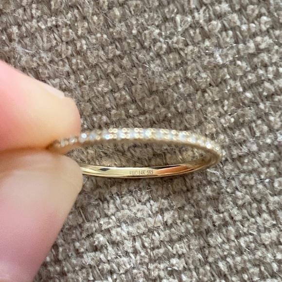 EF COLLECTION Gold Diamond Eternity Pinky Ring 4.5 - Picture 6 of 7